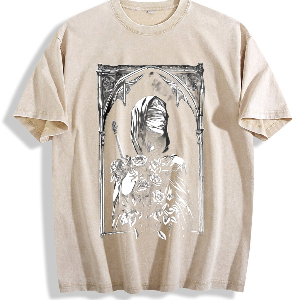 Gothic Portrait Frame Vintage Washed T-Shirt product image 1