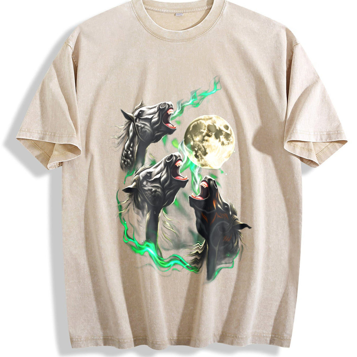 Horse Howling To Moon 90s Vintage Washed T-Shirt product image 1