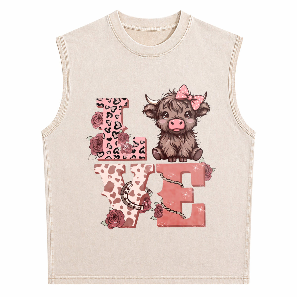 Highland Cow Men's Washed Tank Top