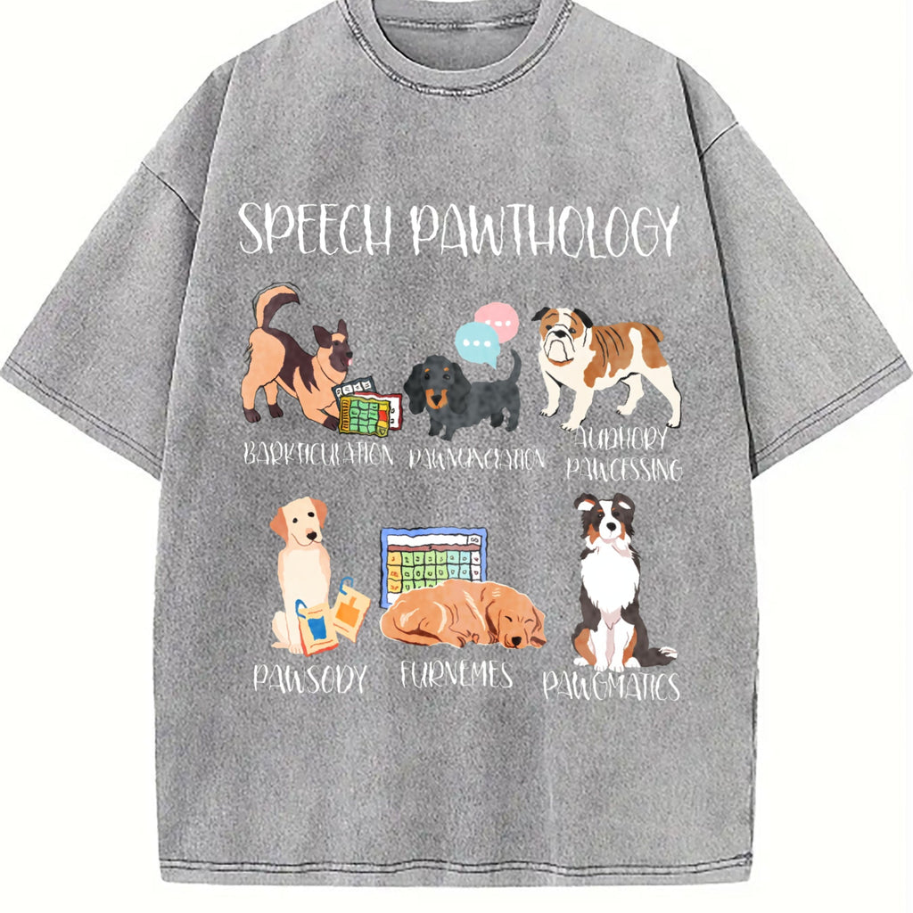 Speech Pathology Funny Dogs Vintage Washed T-Shirt product image 4