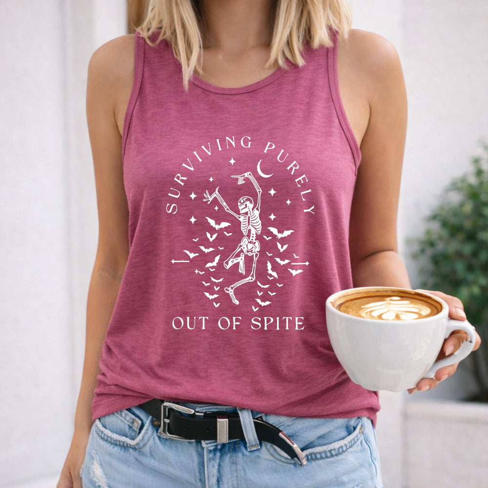 Surviving Purely Out Of Spite - Edgy Skeleton & Bats Women's Tank Top