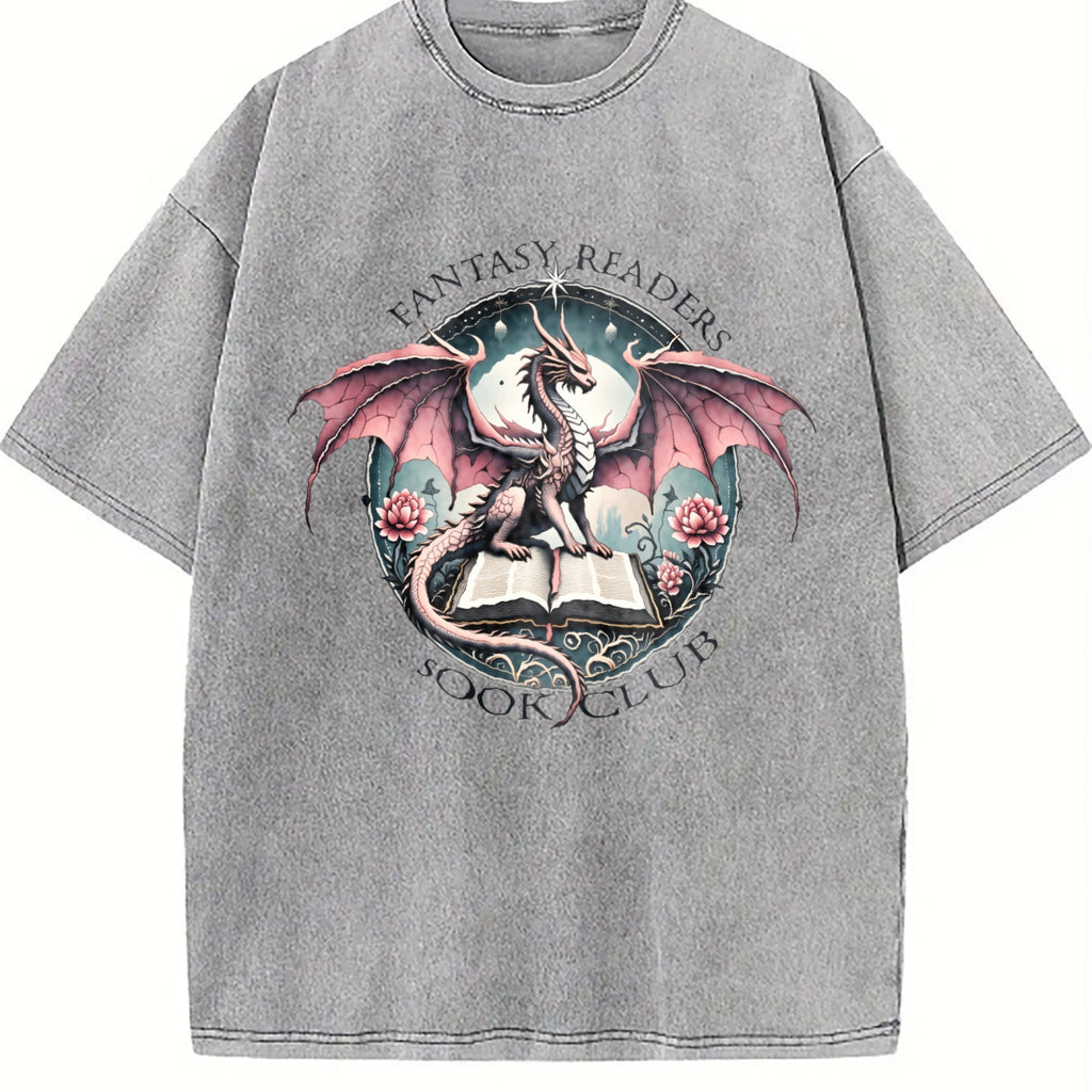 Fantasy Readers Book Club Dragon Vintage Washed T-Shirt product image 5