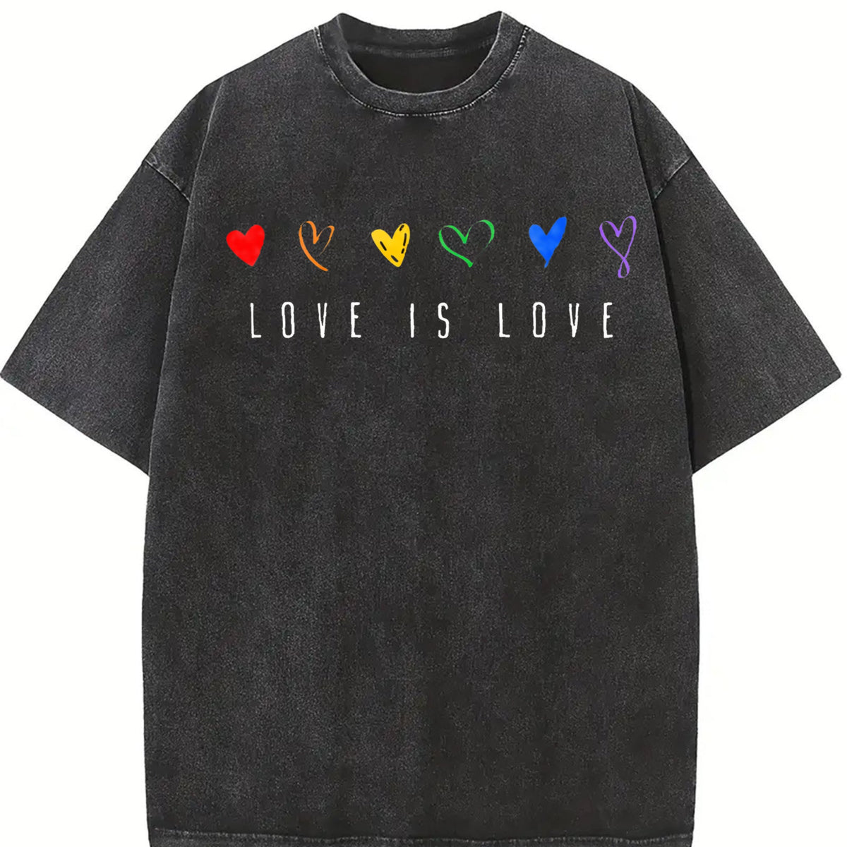 Love Is Rainbow Hearts Vintage Washed T-Shirt product image 2
