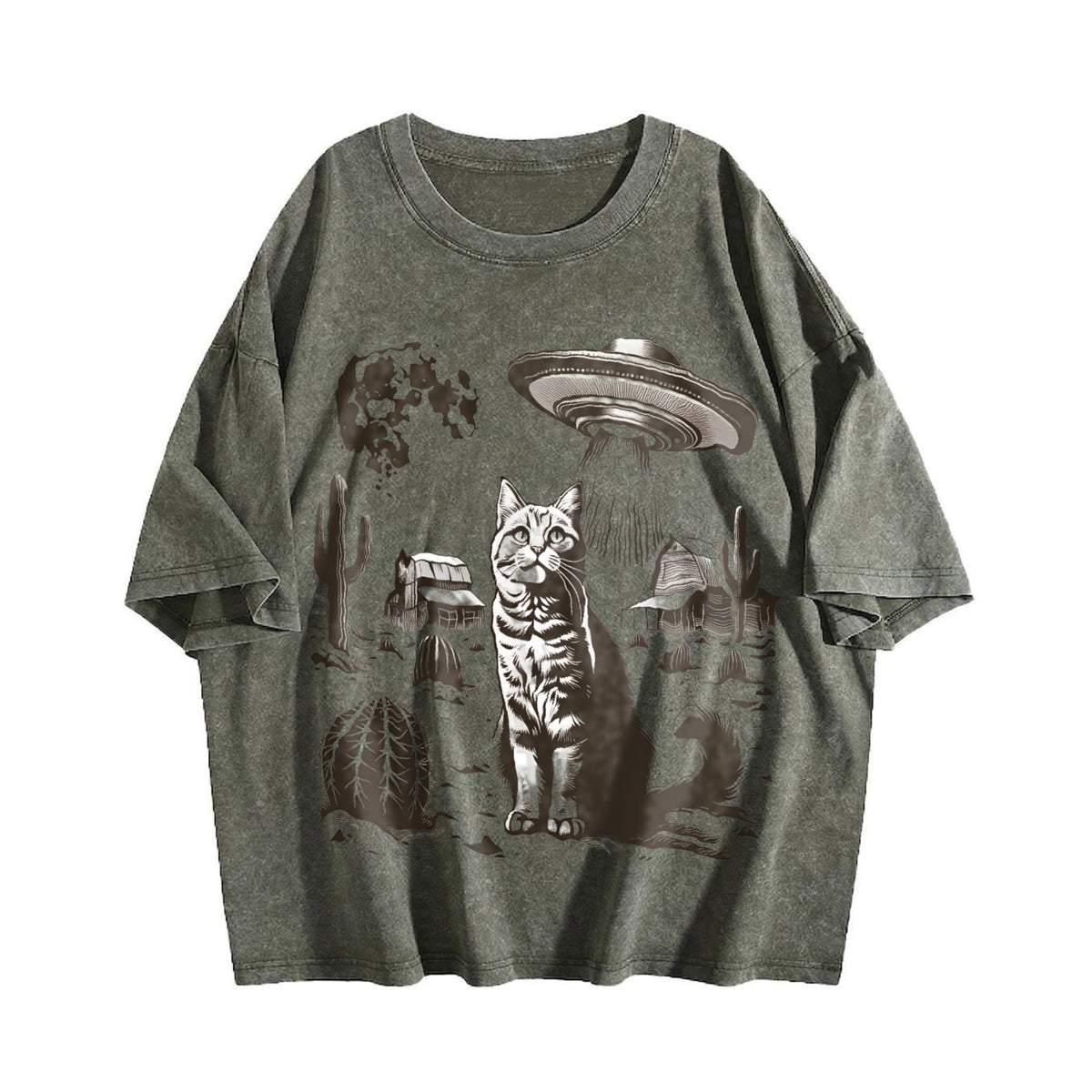 UFO Western Cat Vintage Washed T-Shirt product image 4
