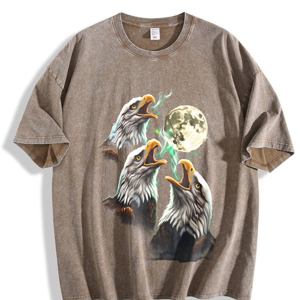 Eagle Howling To Moon 90s Vintage Washed T-Shirt product image 3