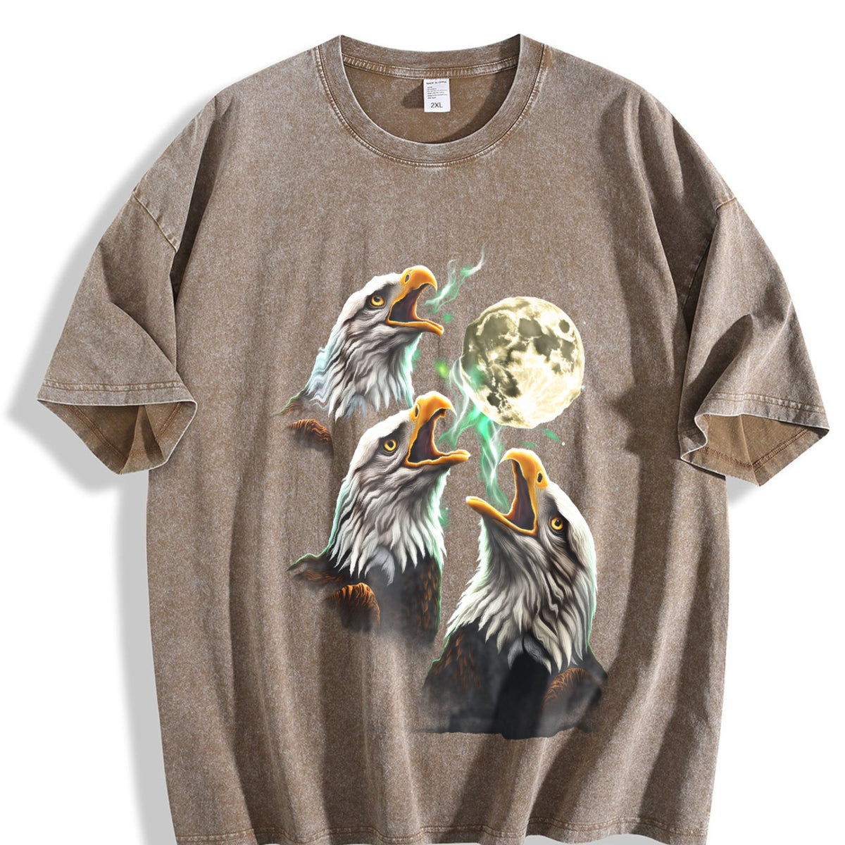 Eagle Howling To Moon 90s Vintage Washed T-Shirt product image 3