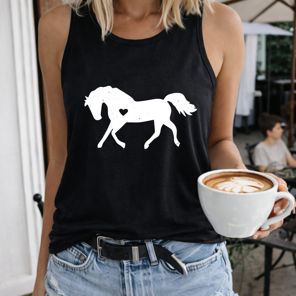 Black Horse Silhouette Women's Tank Top