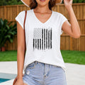 Distressed Black American Flag Women's V-Neck Tank Top
