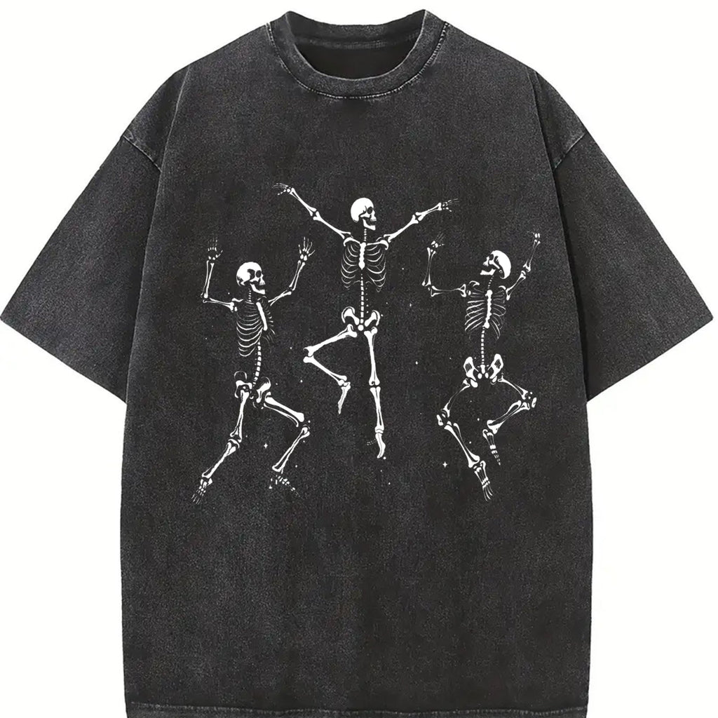 Dancing Skeletons - Black For Gym Vintage Washed T-Shirt product image 2