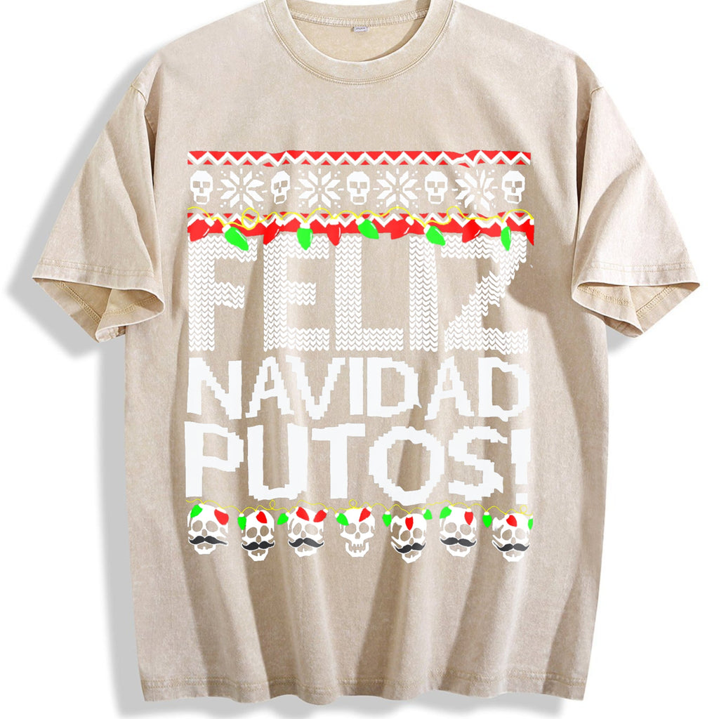 Funny Feliz Navidad Putos - Black Vintage Washed T-Shirt product image 1
