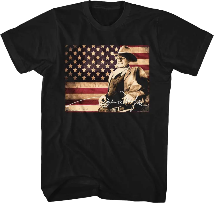 American Flag Autograph John Wayne T-Shirt product image 1