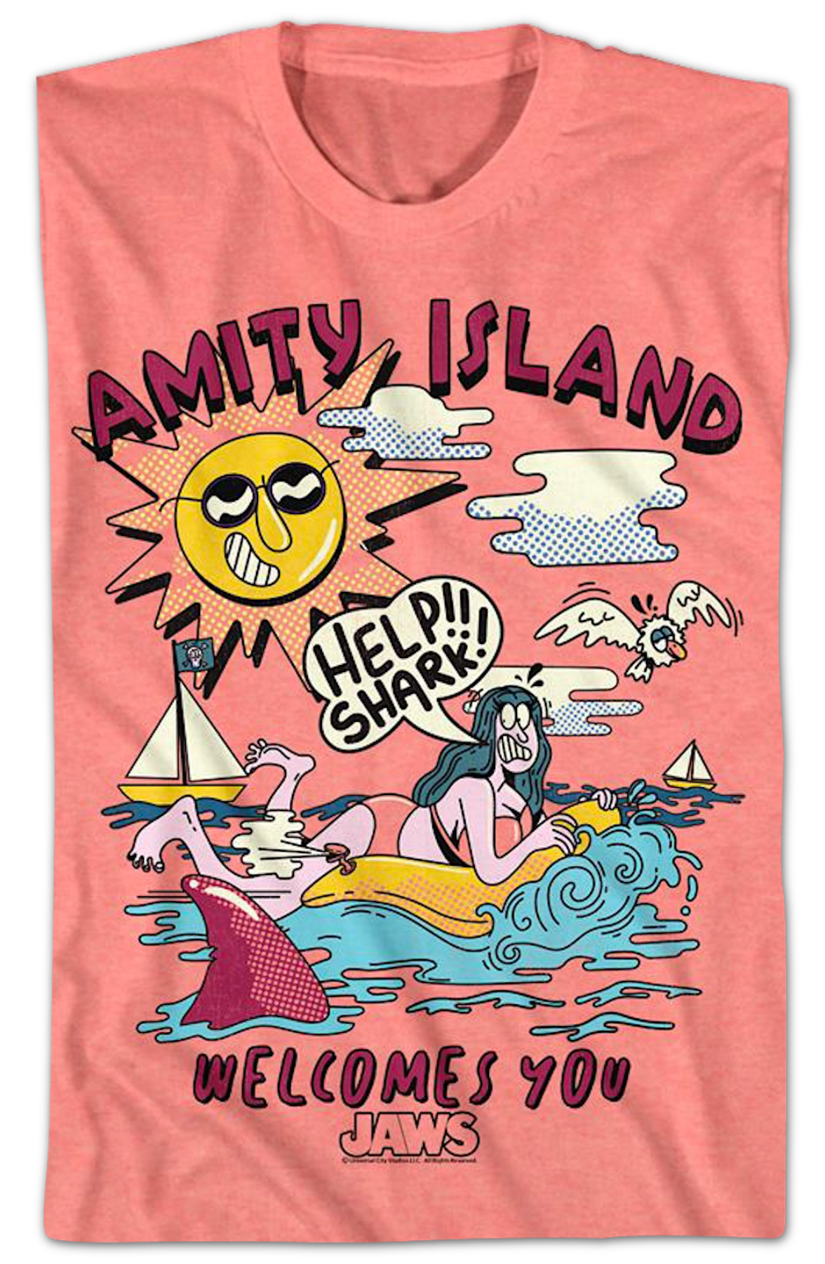 Amity Island Welcomes You Illustration Jaws T-Shirt product image 2