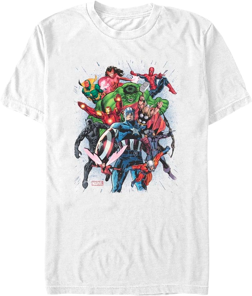 Avengers Team Action Poses Marvel Comics T-Shirt product image 1