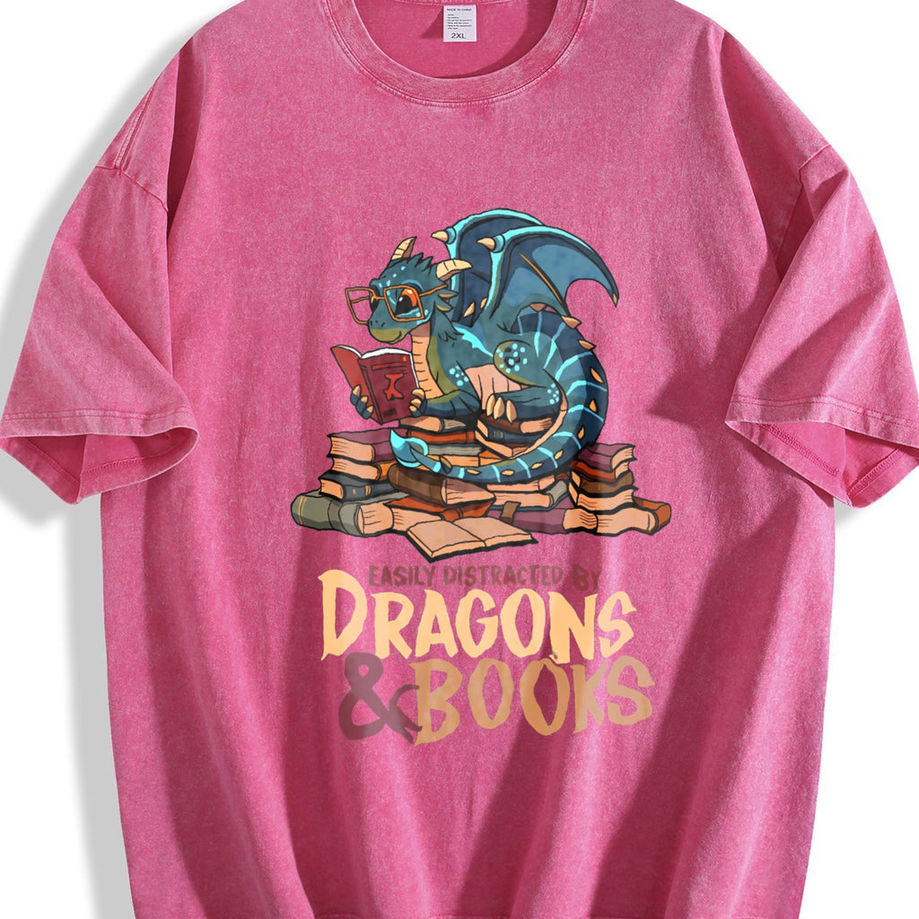 Blue Dragon Buried In Books Letter Vintage Washed T-Shirt product image 7
