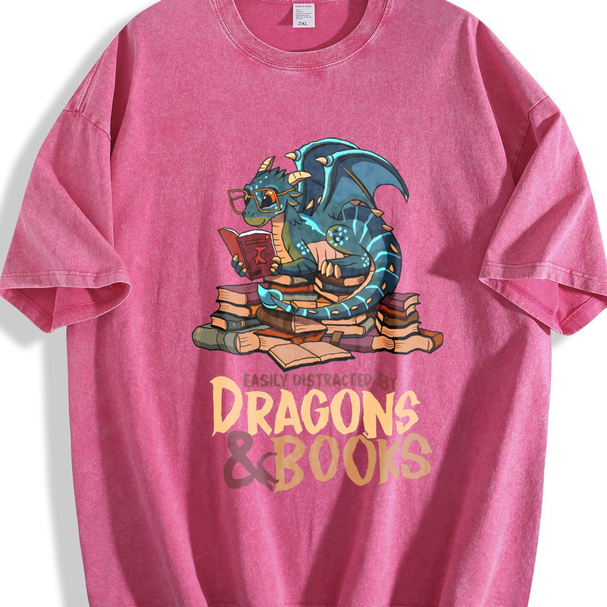 Blue Dragon Buried In Books Letter Vintage Washed T-Shirt product image 7