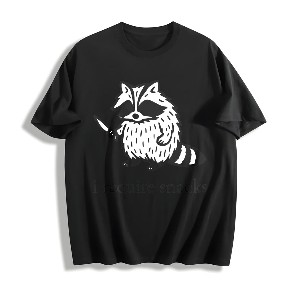 I Require Snacks Raccoon Funny Cotton T-Shirt product image 1