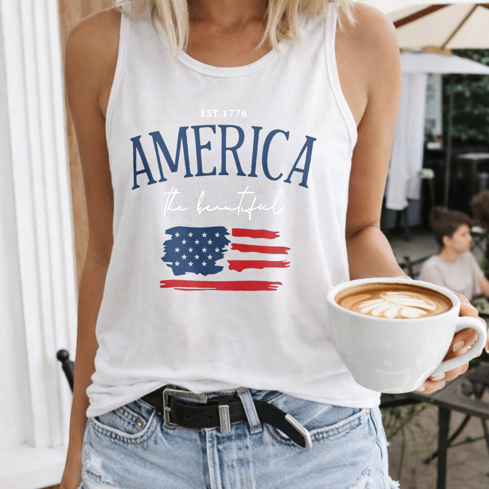 Patriotic American Flag For - America The Beautiful Women's Tank Top