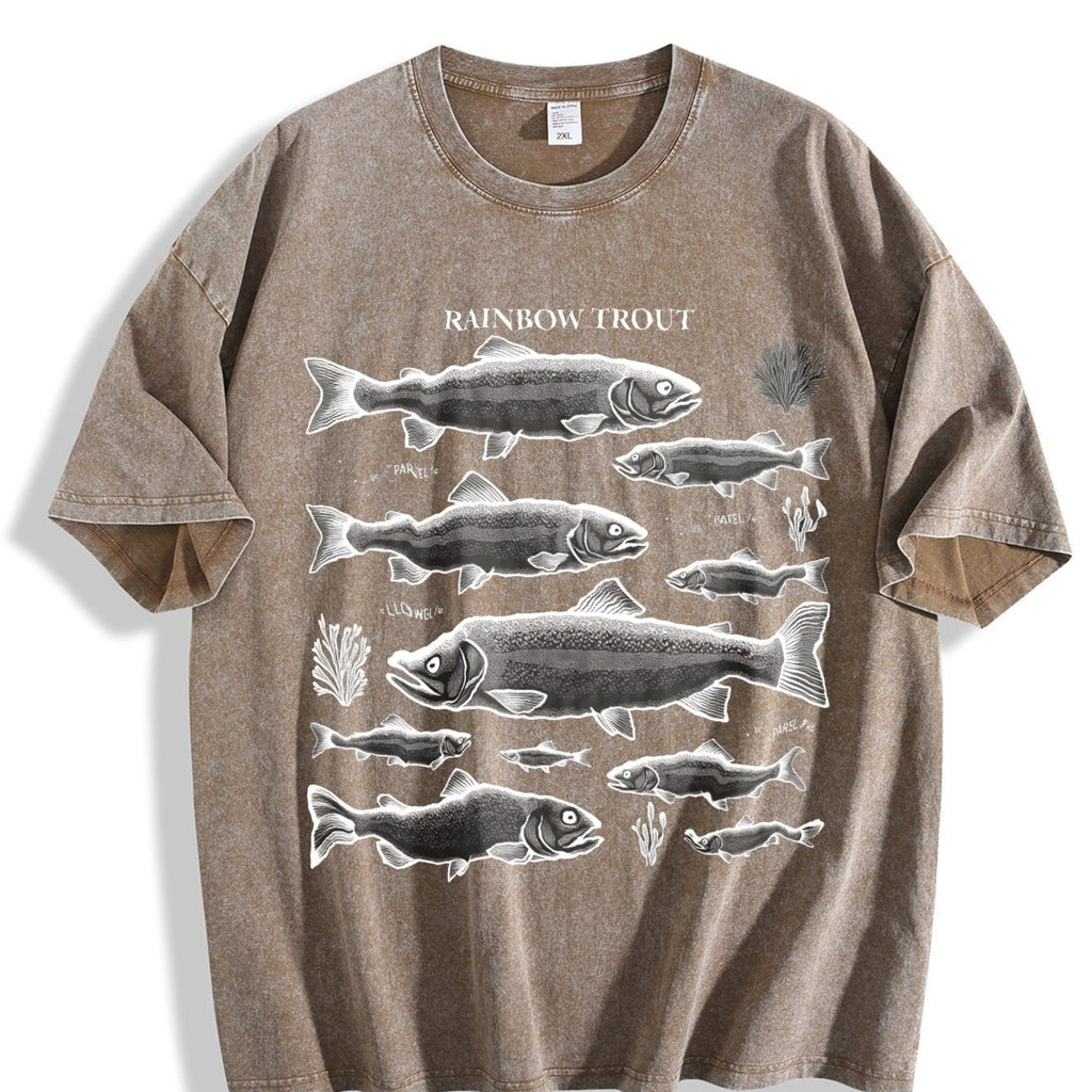 Rainbow Trout Fish 90s Vintage Washed T-Shirt product image 3