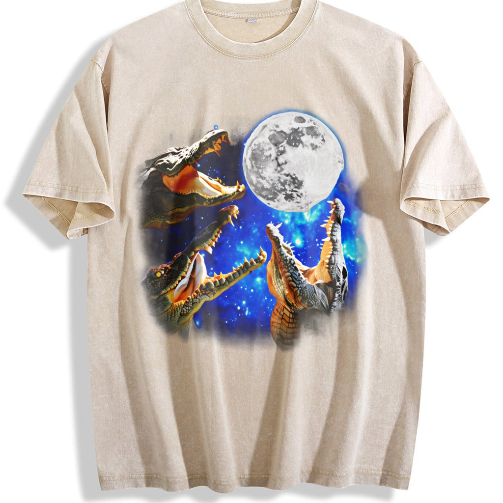 Three Crocodile Moon 90s Vintage Washed T-Shirt product image 1