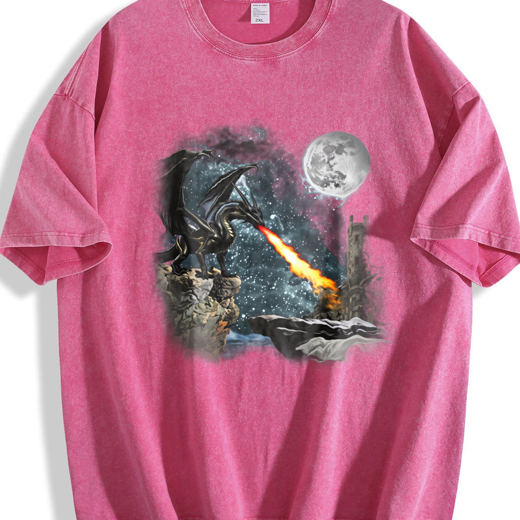 Dragon Castle Dark Art Vintage Washed T-Shirt product image 7