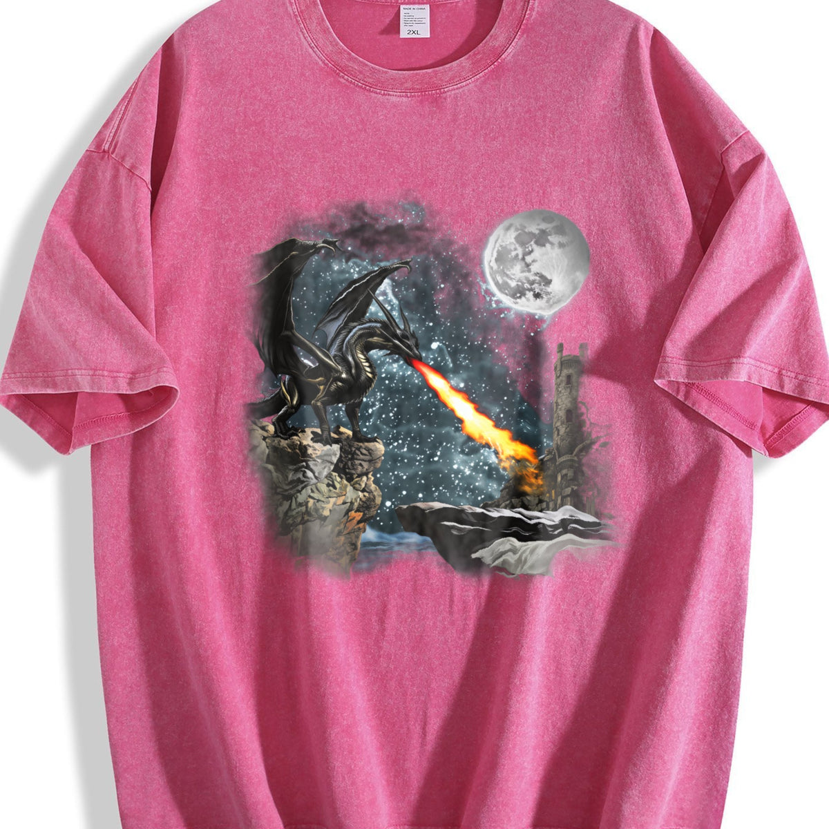 Dragon Castle Dark Art Vintage Washed T-Shirt product image 7
