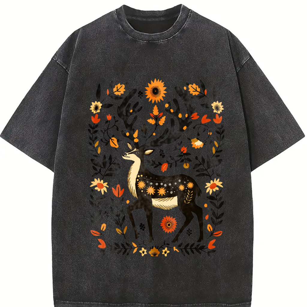 Summer A Bohemian- Floral Moose Vintage Washed T-Shirt product image 2