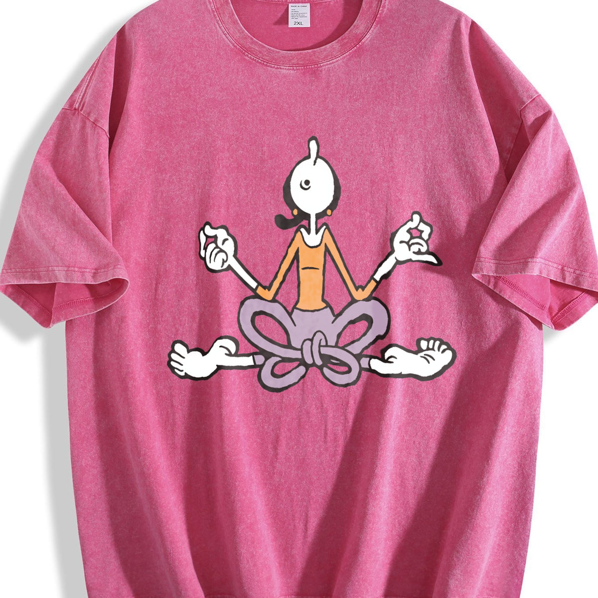 Cartoon Yoga Meditating Vintage Washed T-Shirt product image 7