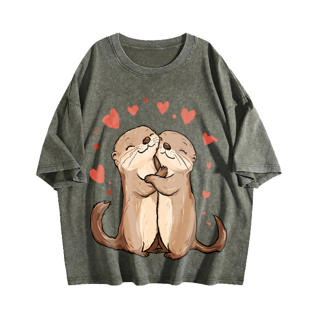 Otter Love - Cute Hugging Otters Vintage Washed T-Shirt product image 4