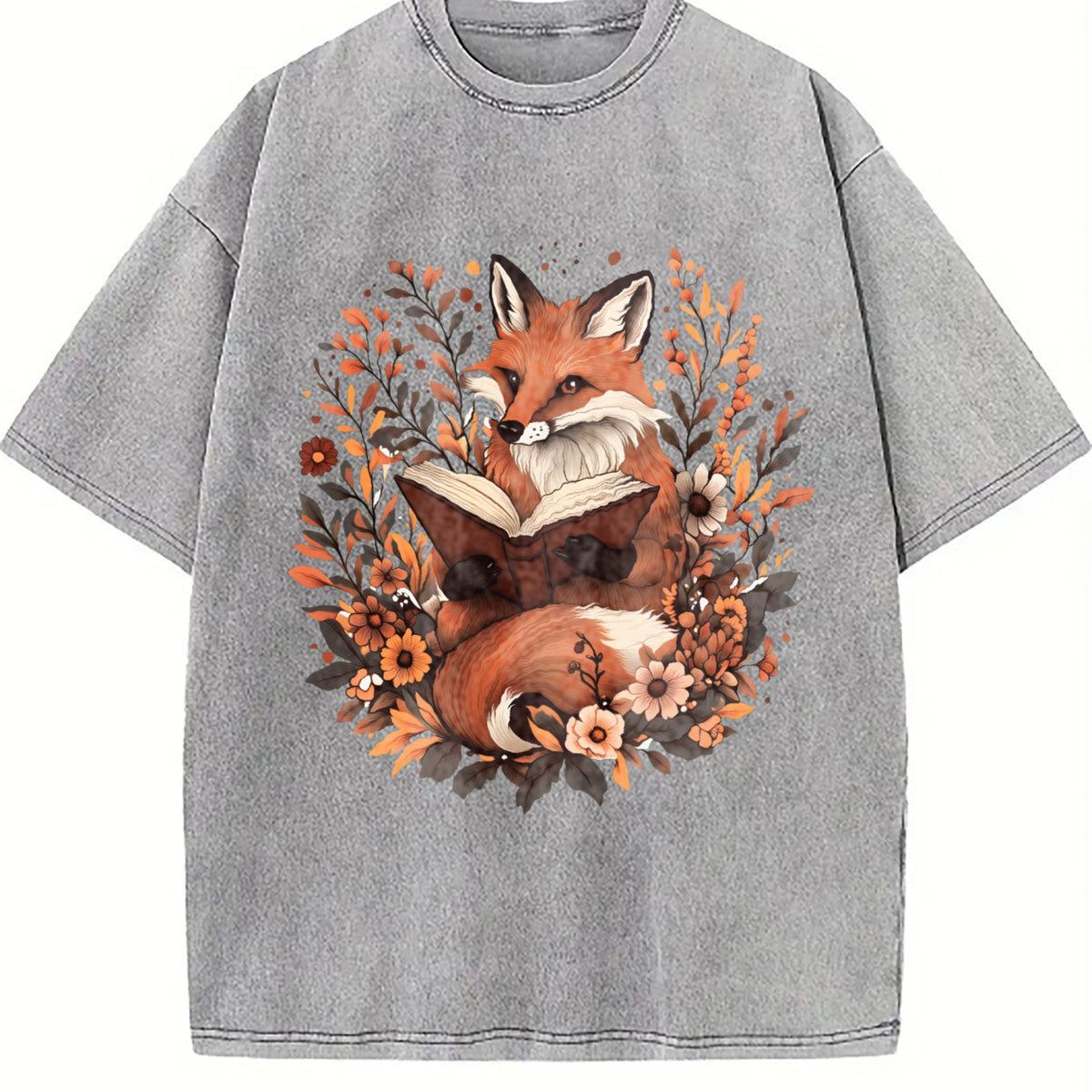 Ladies' Bohemian Floral With A An Fox Vintage Washed T-Shirt product image 5