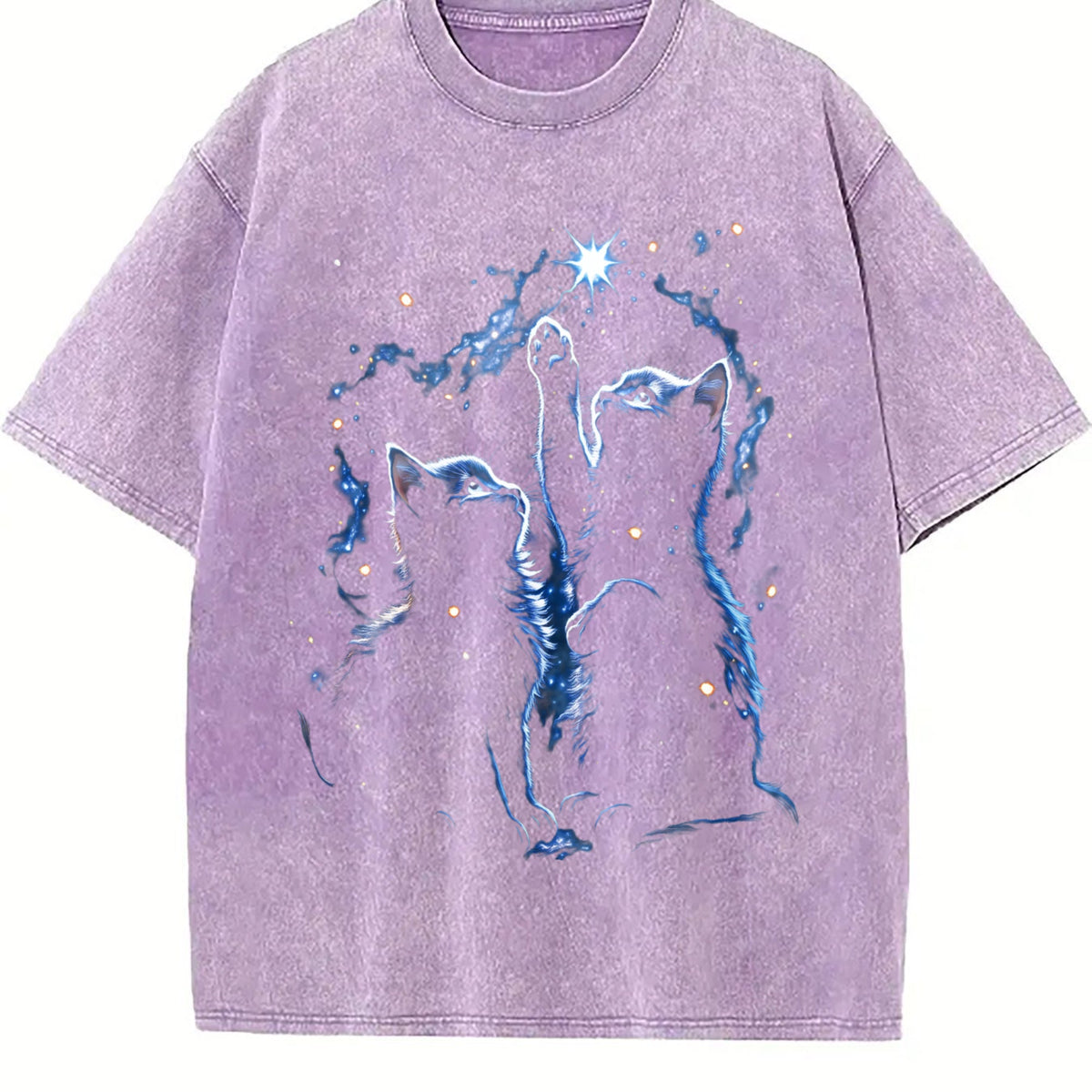 Two Cats Playing Galaxy Vintage Washed T-Shirt product image 6