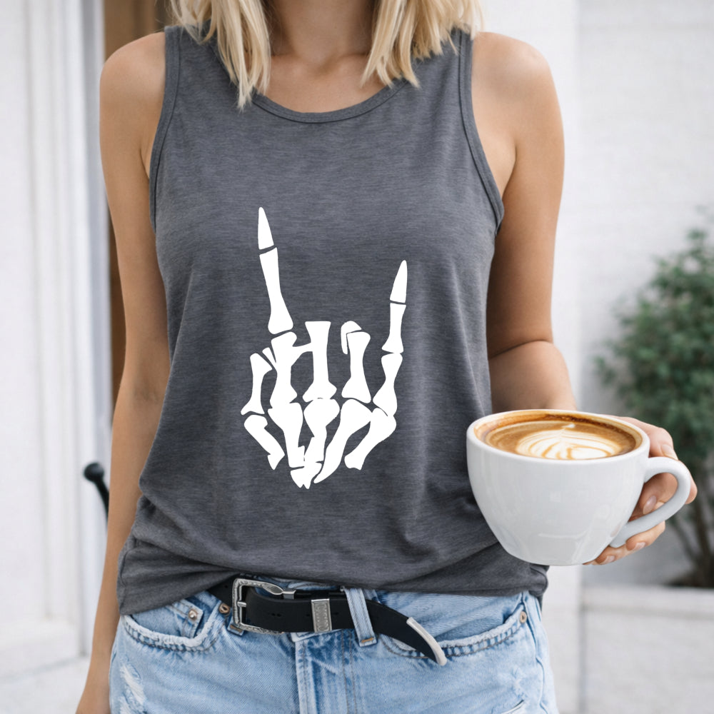 Cartoon Skeleton Finger Women's Tank Top