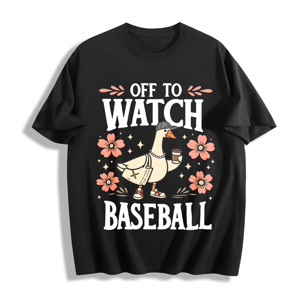 Off To Watch Baseball Goose Funny Silly Cotton T-Shirt product image 1
