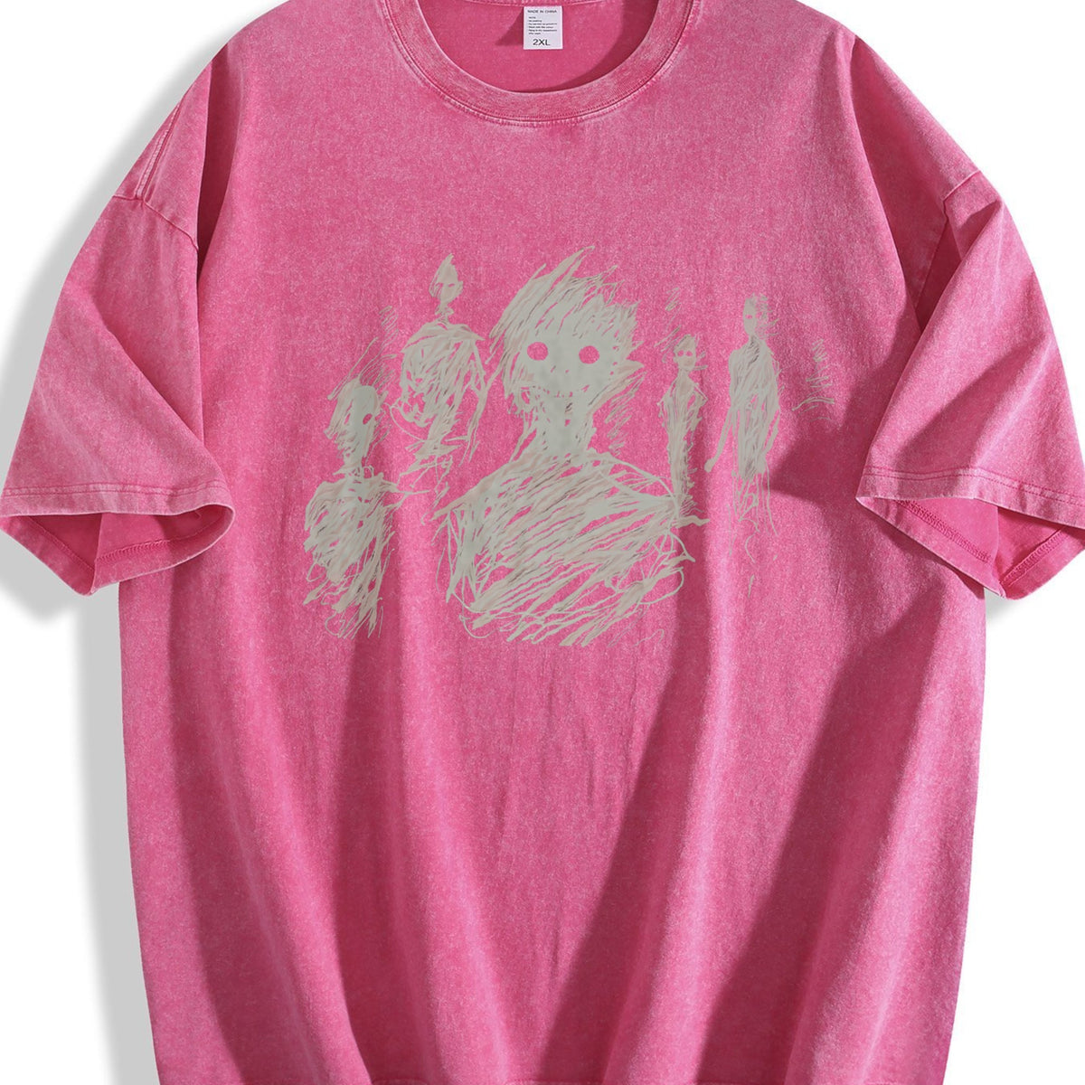 Black With Abstract Character Vintage Washed T-Shirt product image 5