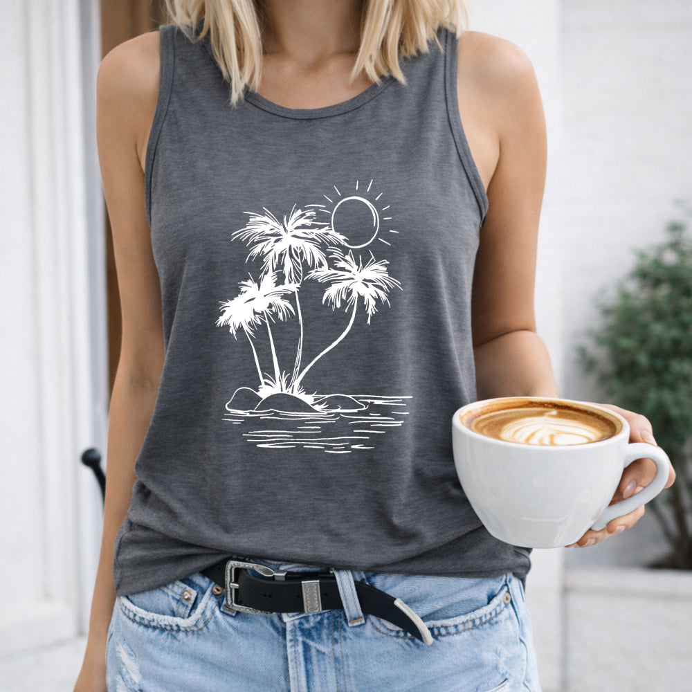 Tropical Island Palm Trees Women's Tank Top