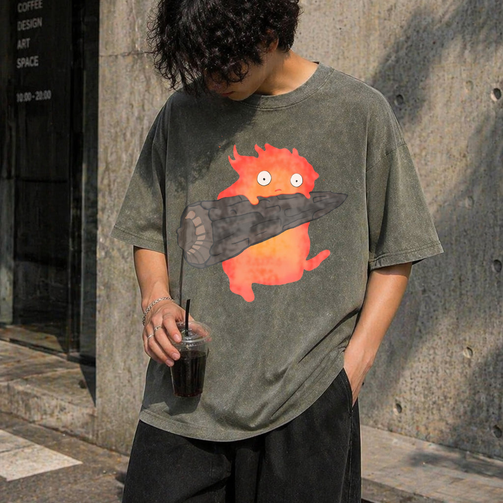 Calcifer's Howl's Moving Castle Vintage Washed T-Shirt product image 4
