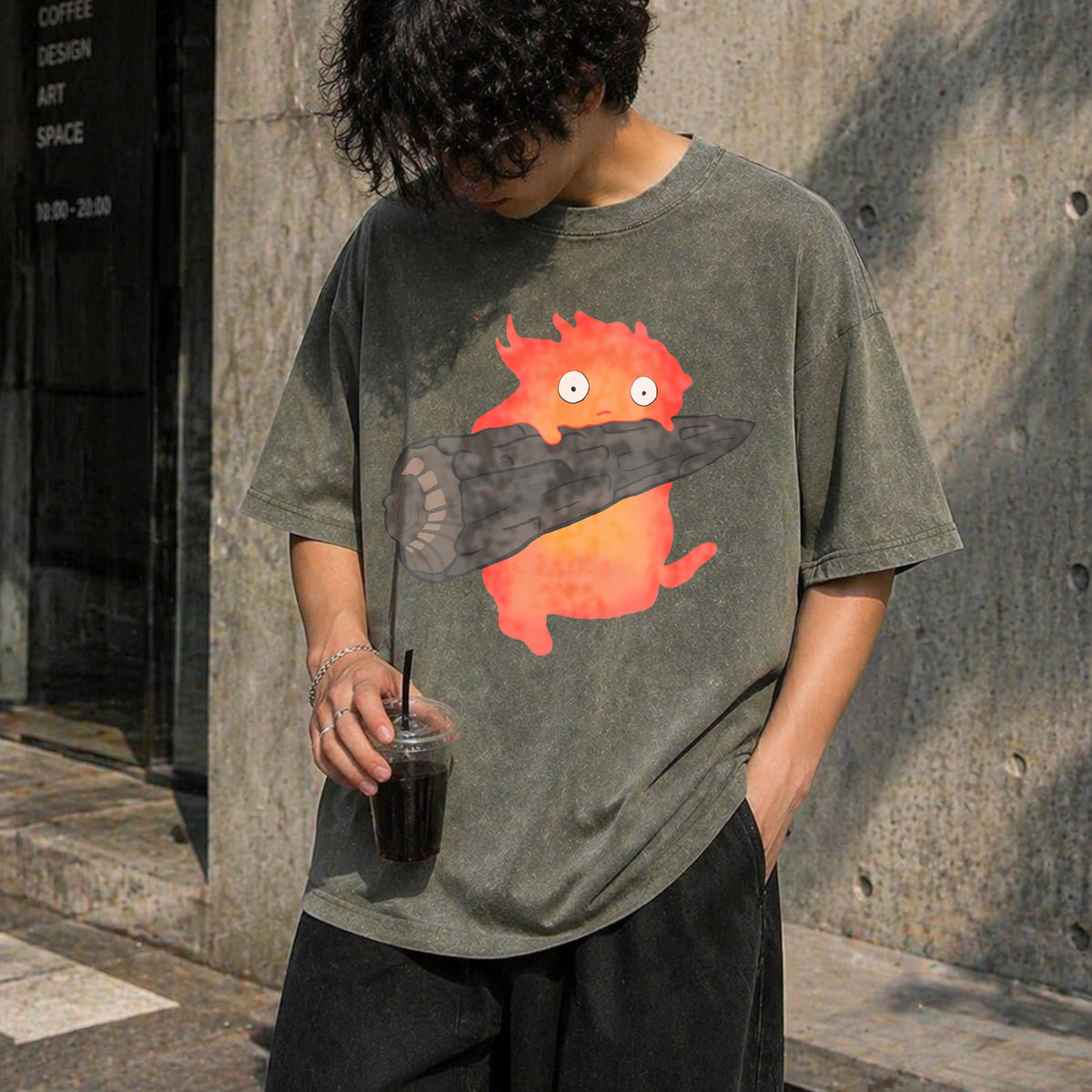 Calcifer's Howl's Moving Castle Vintage Washed T-Shirt product image 4