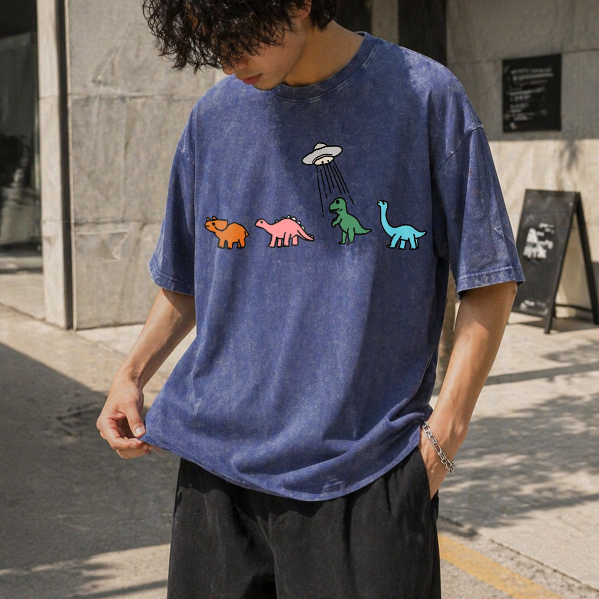 UFO Dinosaur Vintage Washed T-Shirt product image 8