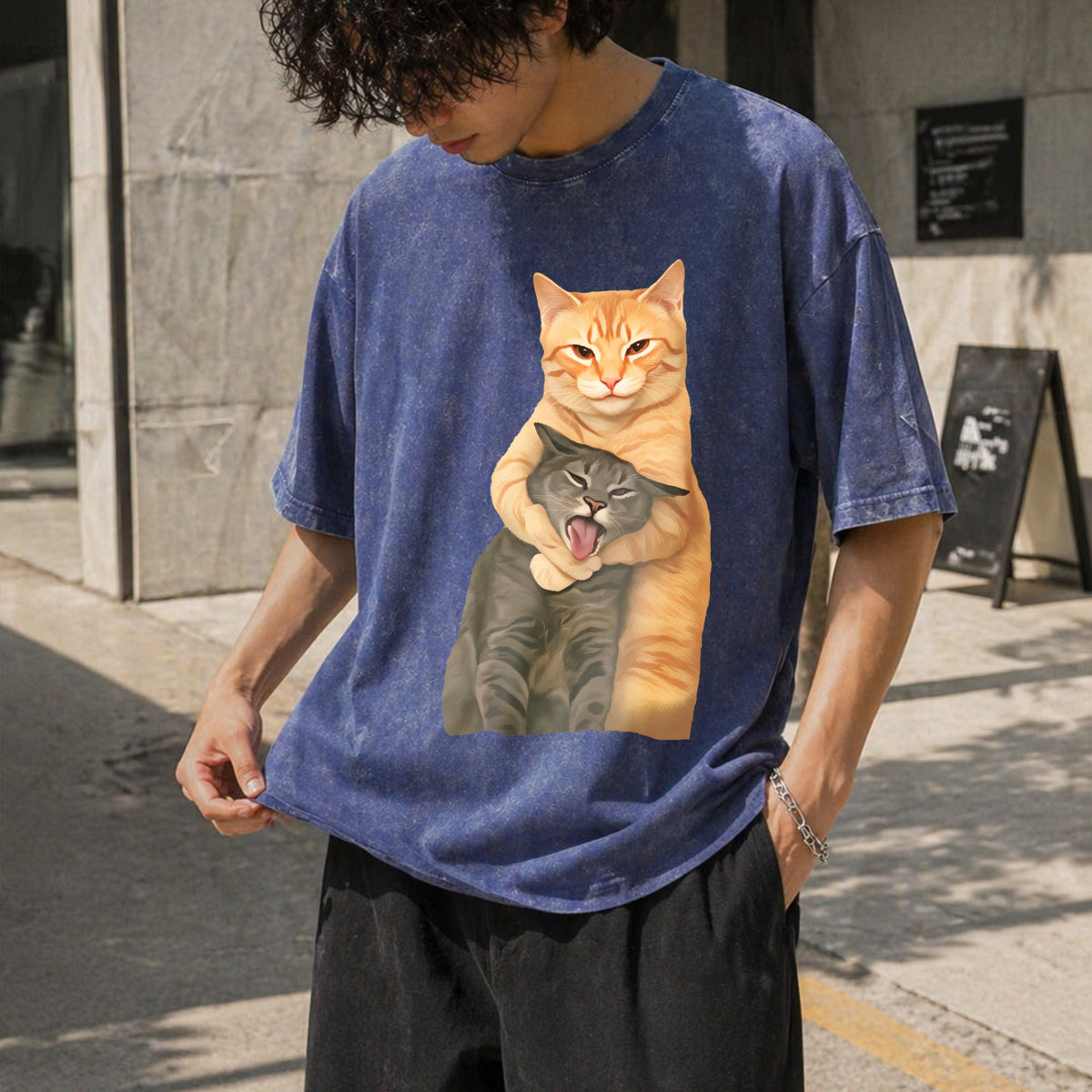 Cat Quarrel Moment - Batik Vintage Washed T-Shirt product image 8