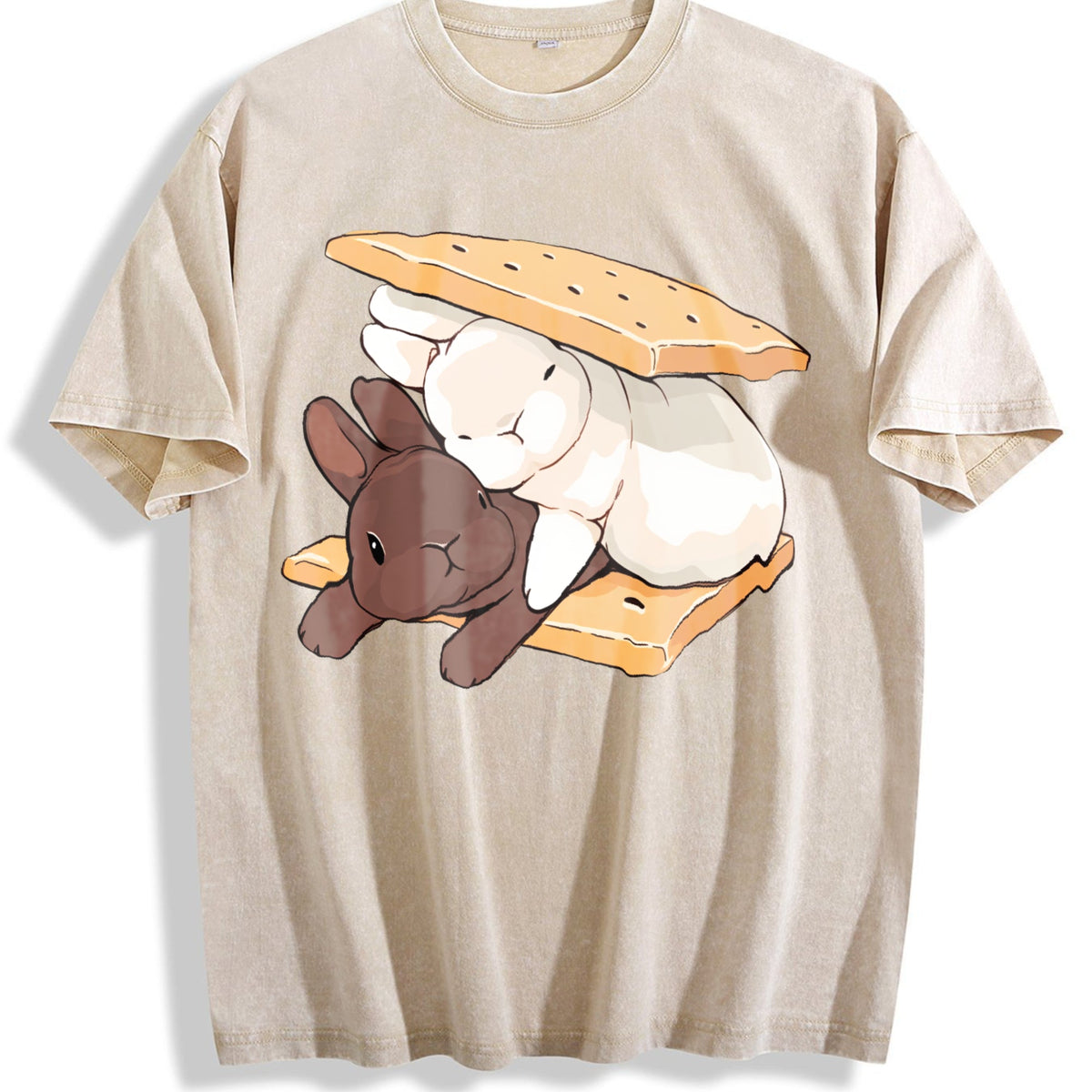 Two Rabbits Lying Vintage Washed T-Shirt product image 1