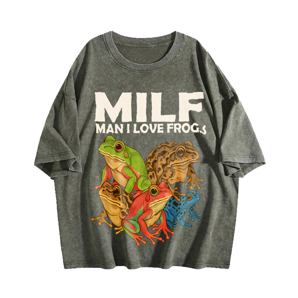 Milf Man I Love Frogs 90s Vintage Washed T-Shirt product image 4