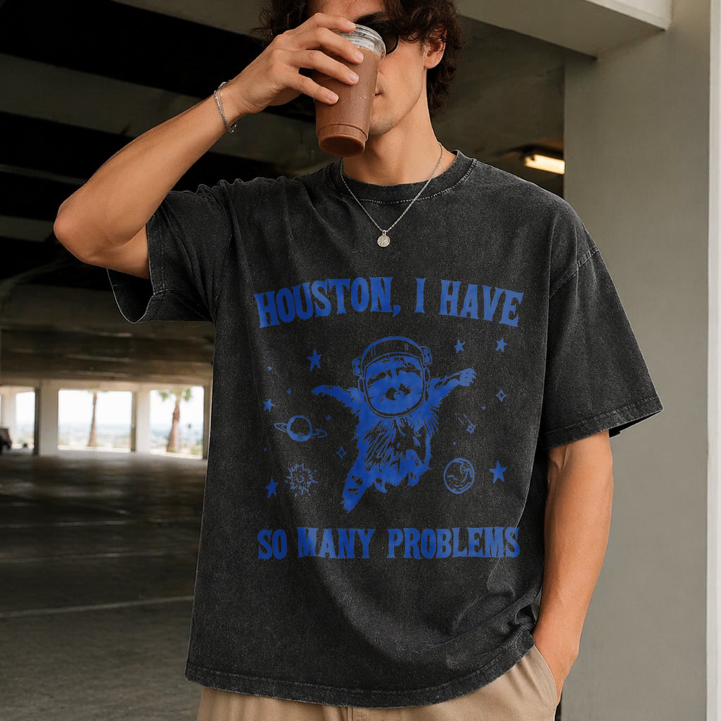 Houston I Have So Many Problems Vintage Washed T-Shirt product image 2