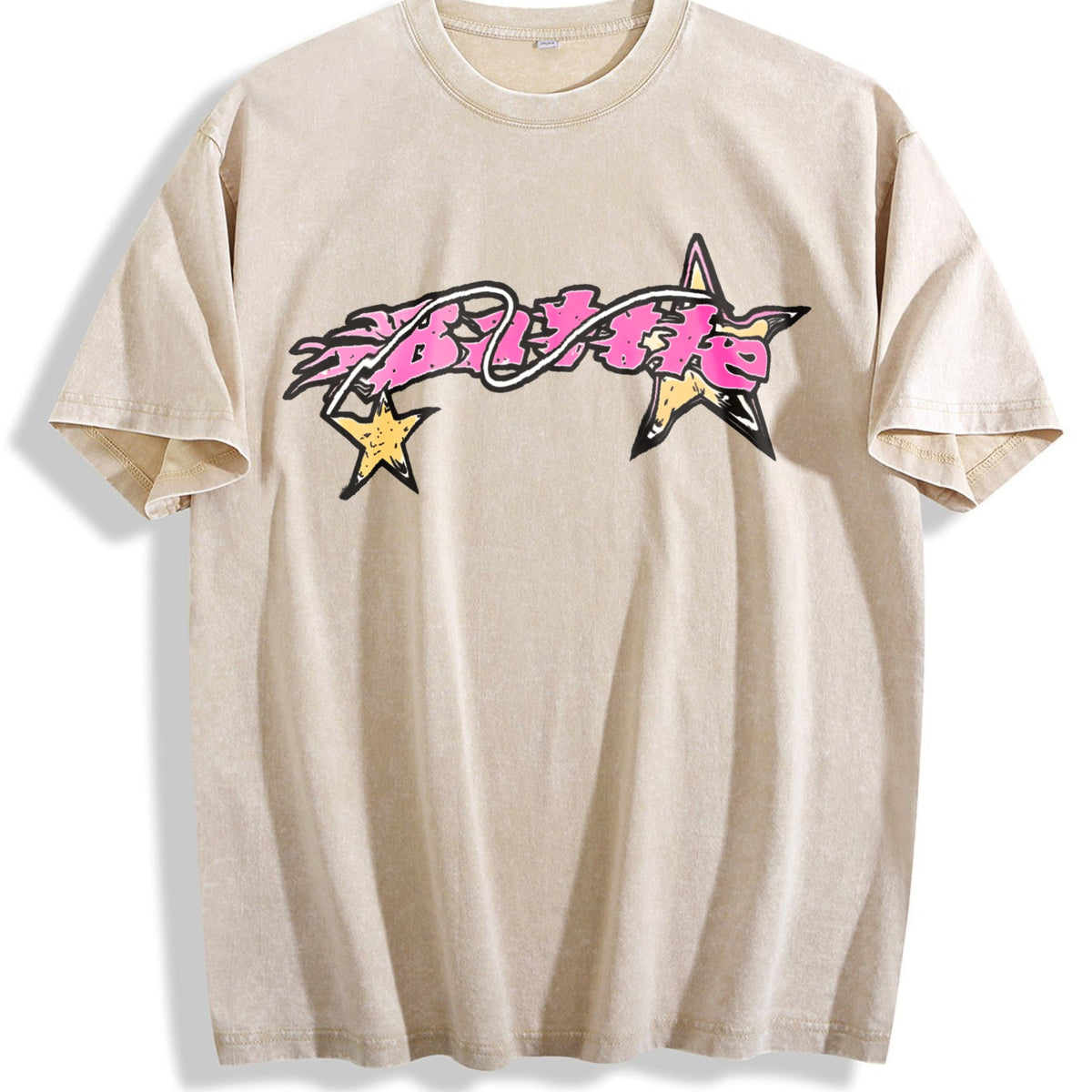 Pink Star Lettering Vintage Washed T-Shirt product image 1