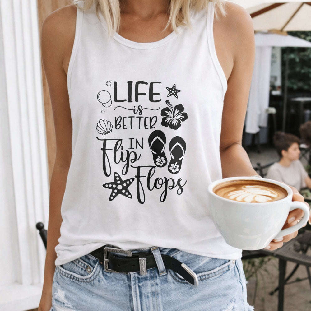 Life Is Better In Flip Flops Shell Starfish Tank Women's Tank Top