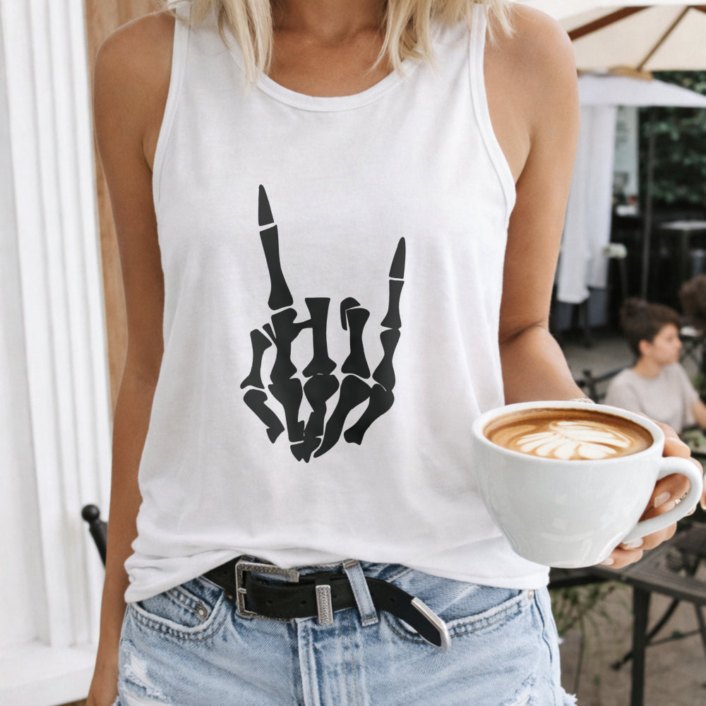 Cartoon Skeleton Finger Women's Tank Top