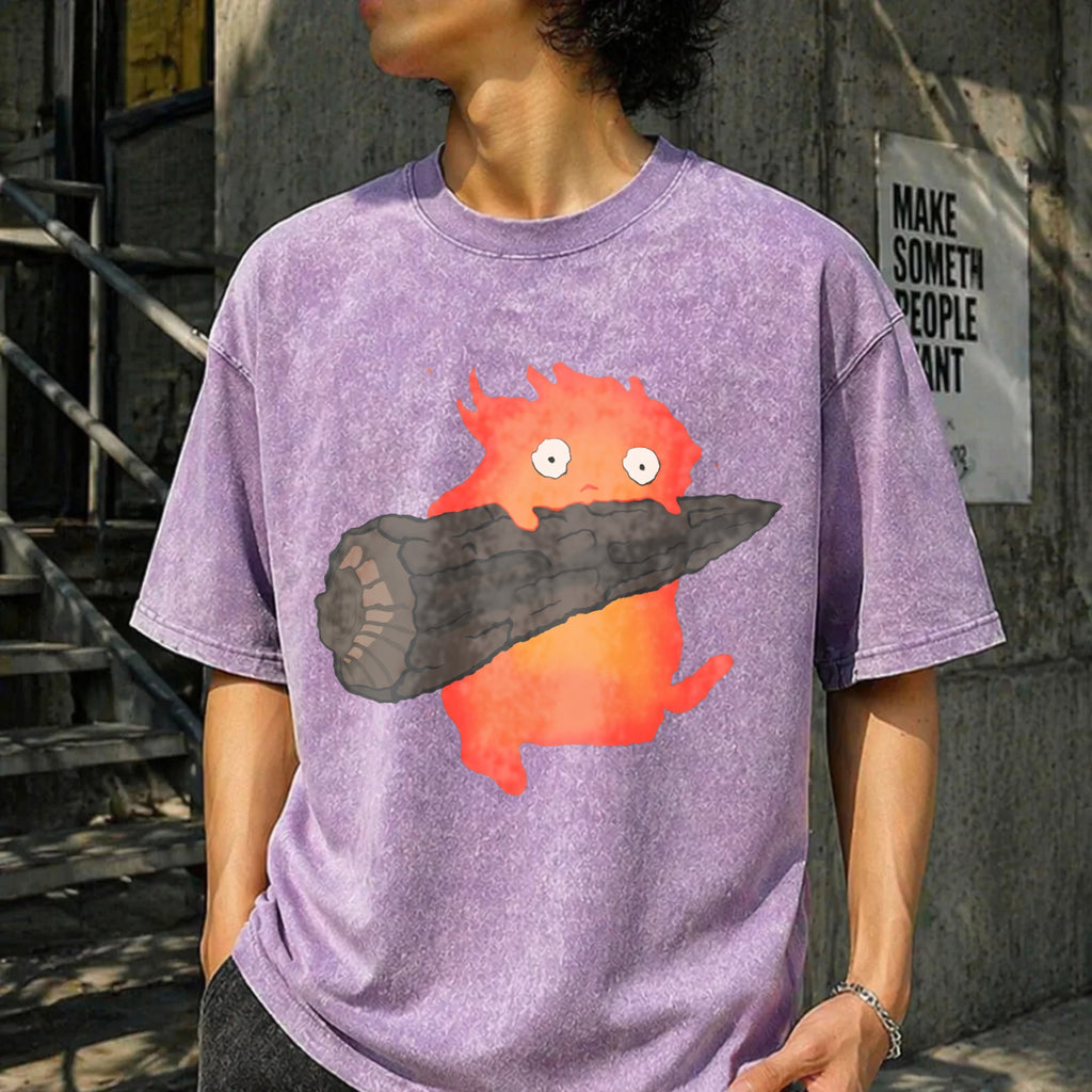 Calcifer's Howl's Moving Castle Vintage Washed T-Shirt product image 6