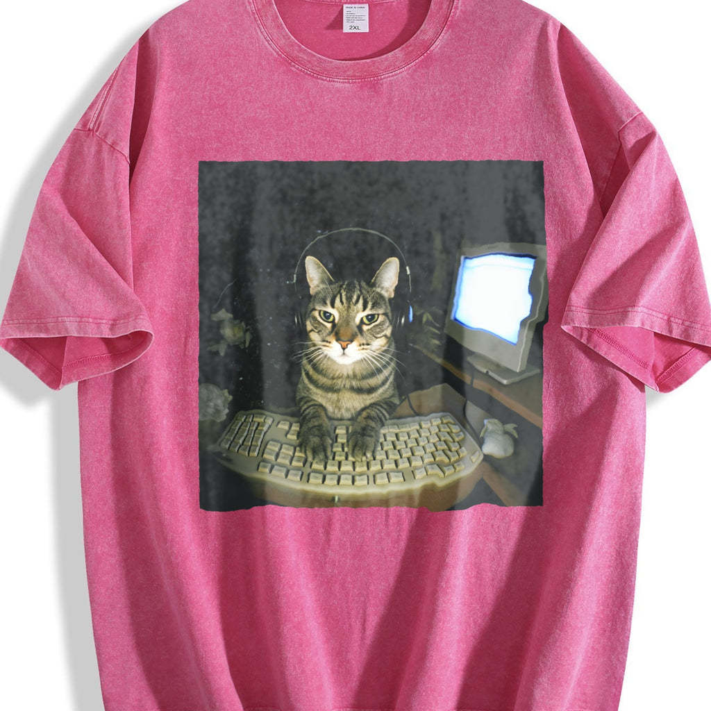 Wash Hacker Cat Meme Vintage Washed T-Shirt product image 5