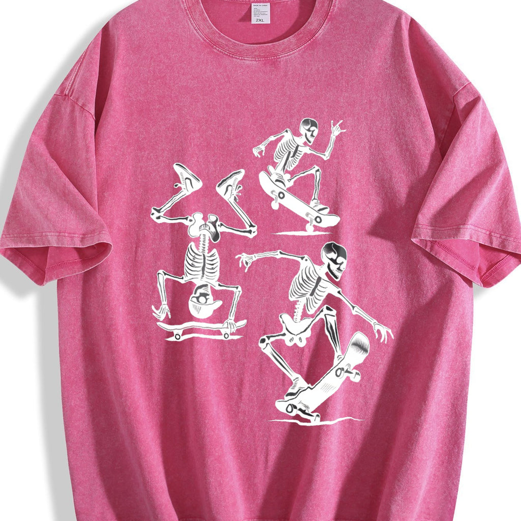 3 Skeletons Skateboarding 90s Vintage Washed T-Shirt product image 7