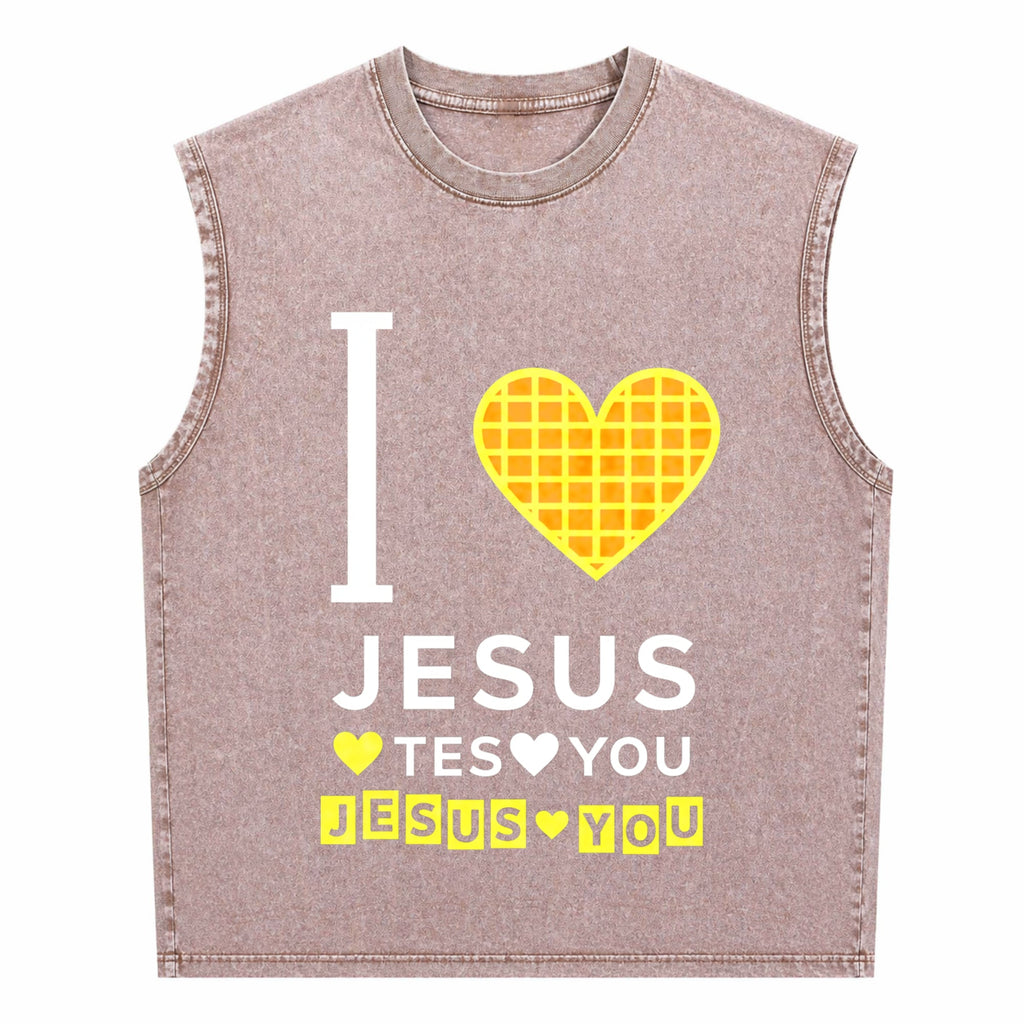 I Love Jesus Jesus Love You Men's Washed Tank Top