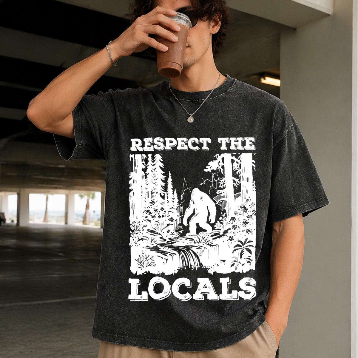 Respect The Locals Bigfoot Vintage Washed T-Shirt product image 2