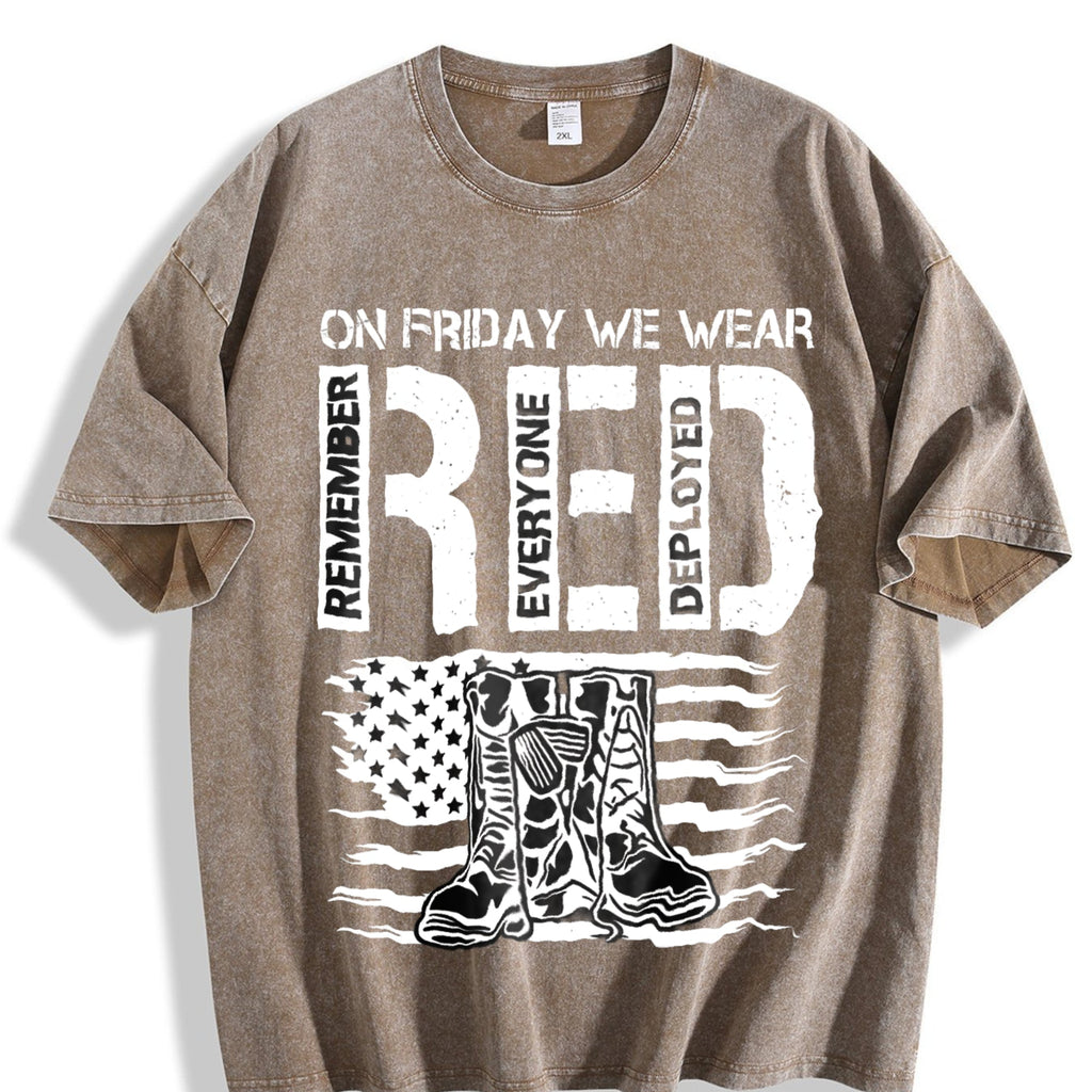 Military Support - US Flag & Red Friday Vintage Washed product image 3